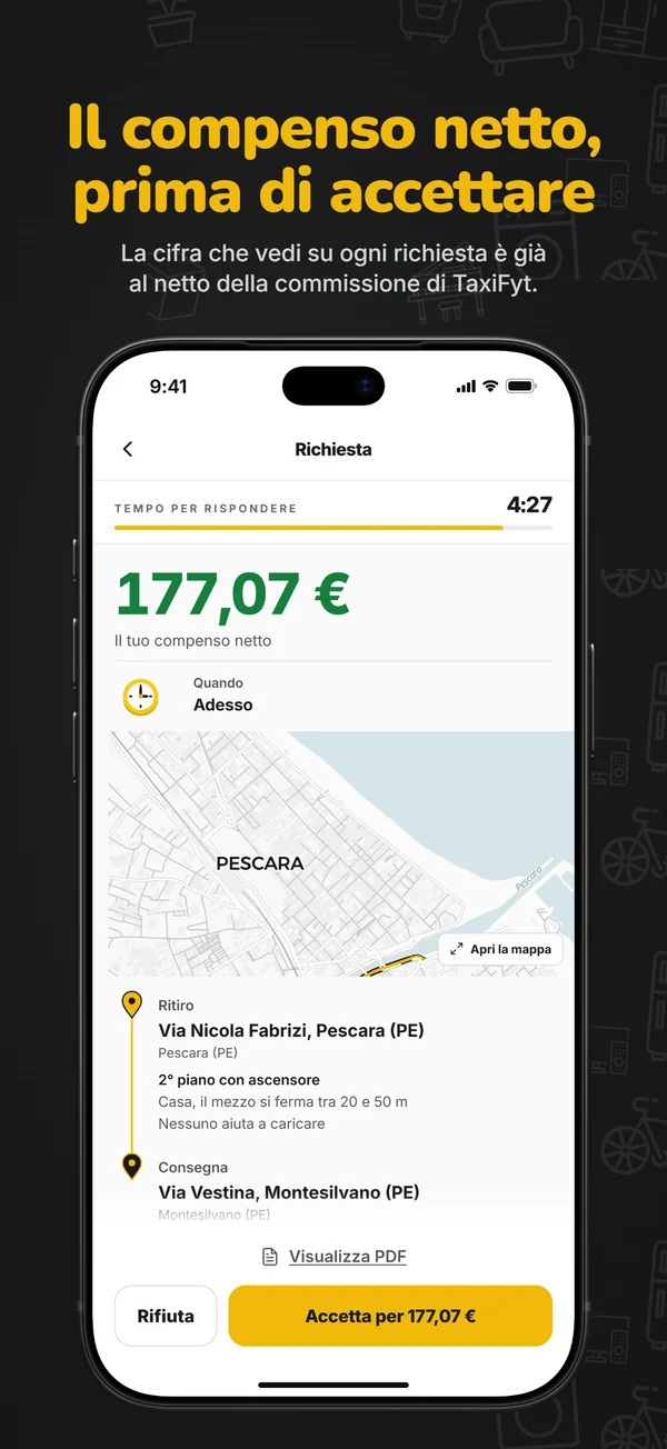 TaxiFyt Partner: il compenso netto prima di accettare